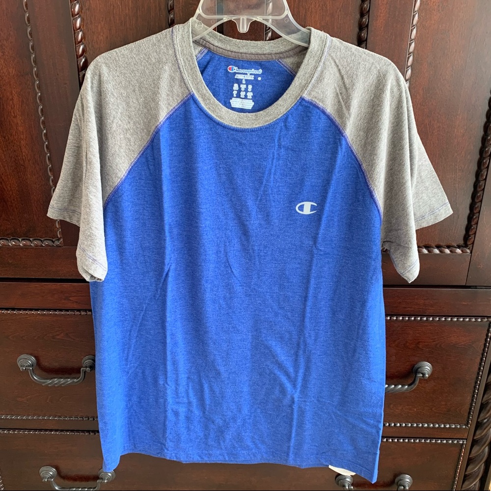 Champion Menโs Logo Vapor Tech T-Shirt L blue/gray workout gym athleisure active